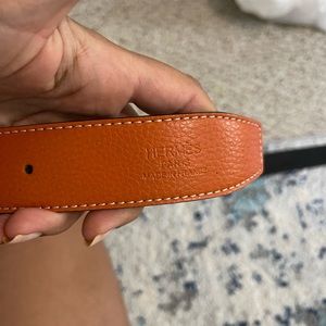 H belt buckle & Leather strap - Hermes